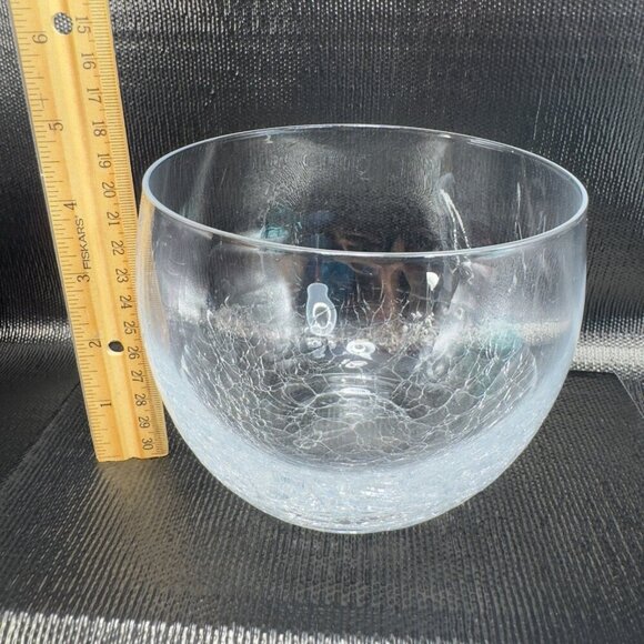 Pier 1 Glass Crackle Bottom Clear Glass Bowl Dish Votive Candle Holder 5inch W - Picture 2 of 9
